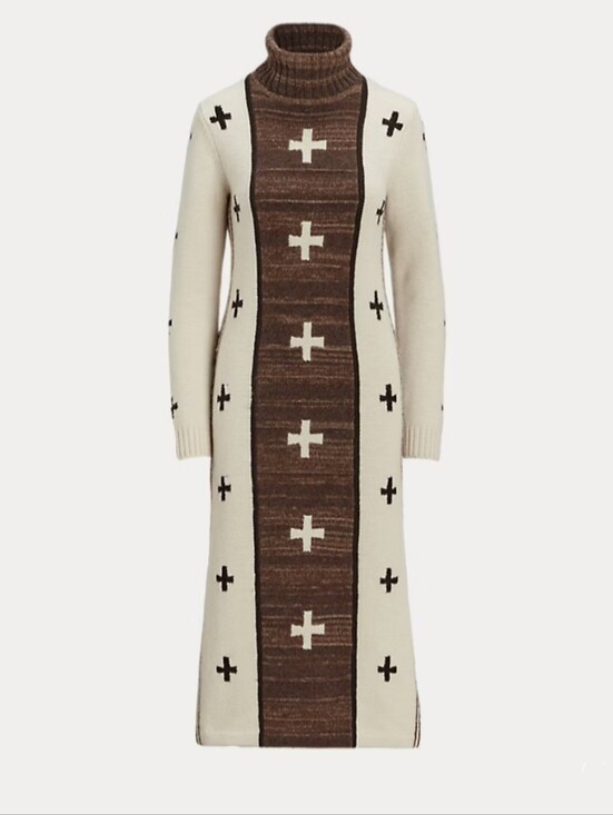 Polo Ralph Lauren Dresses & Skirts - Polo Ralph Lauren X Naomi Glasses Wool-Blend Dress XL Southwestern Native Navajo